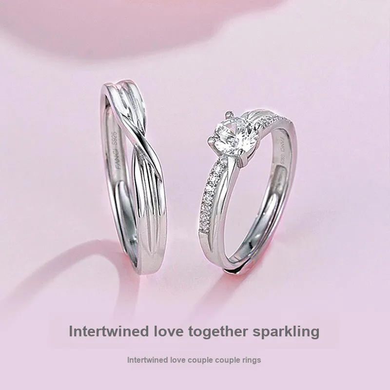 FANCI S925 Silver Set With Gemstones Ring Pair Unisex-2