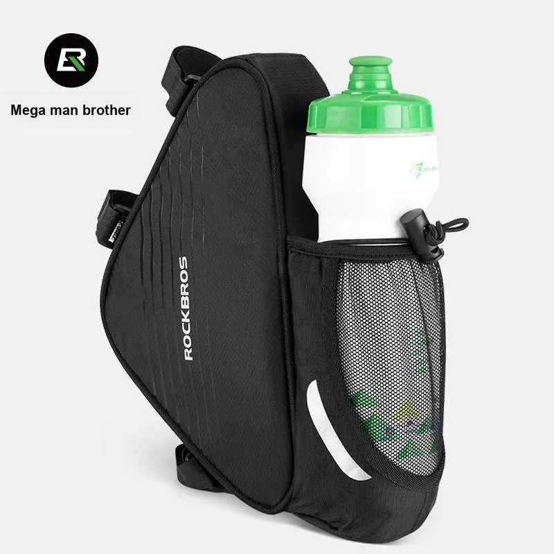ROCKBROS Triangle Water Bottle Bag Non Woven Fabric PU Unisex Black-2