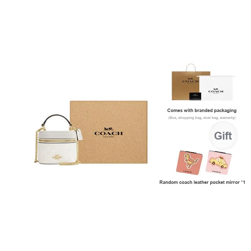 COACH Ava Canvas One Shoulder Handbags Mini Women's White-8