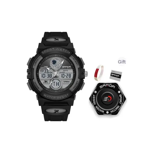 Sanda Panda Astronaut Pattern Collection Электронный + кварцевый механизм TPU ремешок Часы Унисекс Серый циферблат