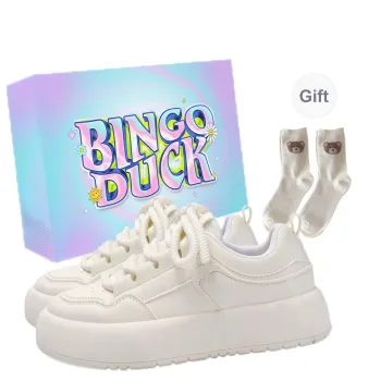 BINGO DUCK Coverage Low Top Skateboard Shoes Women's Ecru