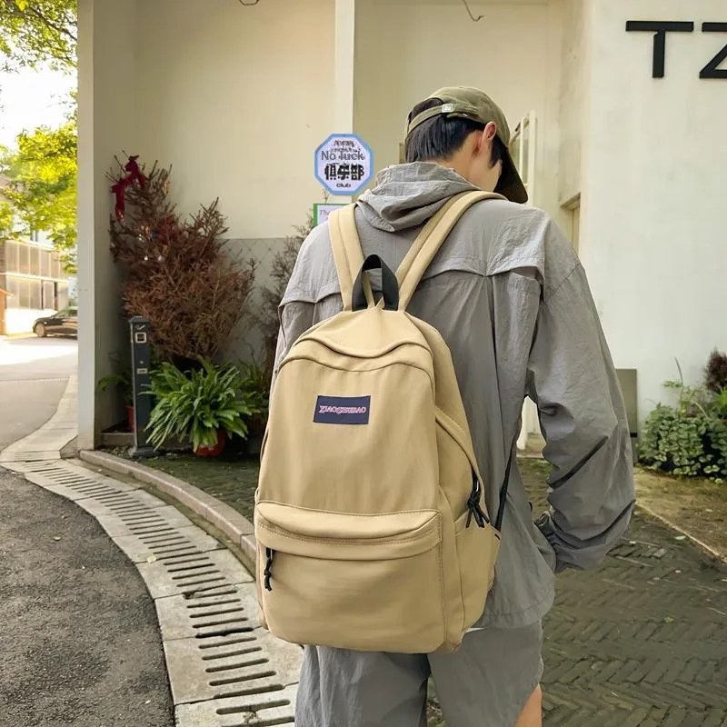 MOK Nylon Fabric Backpack White/Gray/Black/Khaki/Red-6