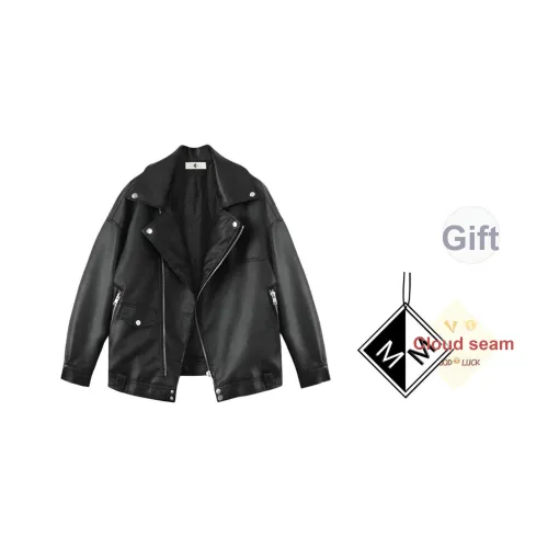 мм Черный Женские Кожаные куртки