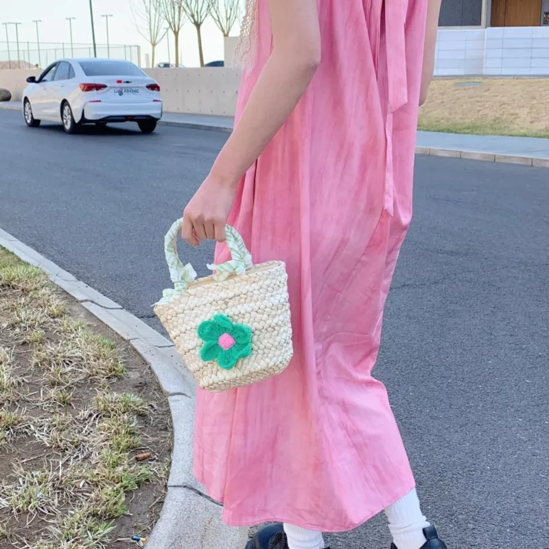 YZUE Woven Handbag Regular Women's Pink/Blue/Green/Yellow-10