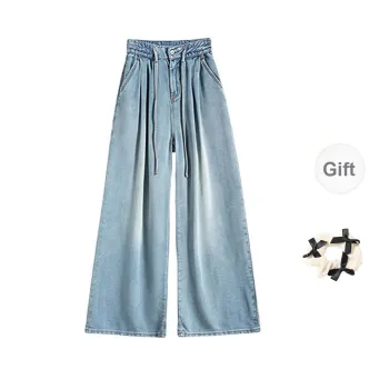 TORIGHT Jeans Women's Nostalgic Blue+Bowknot Hair Tie Comes With