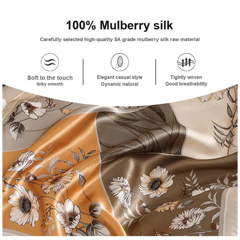 H YXIANG Silk Scarves Women's-17