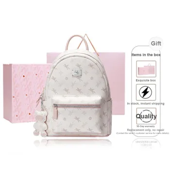 NUCELLE PVC Flying Horse Backpack Travel Backpack Medium Size Women's Peachy Pink