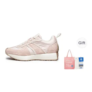 GONGJI Shared Pattern Hidden Floral Silk Mid-Top Casual Shoes Women's Pink