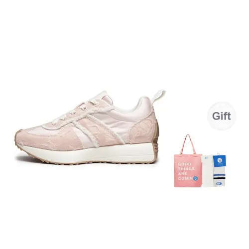 GONGJI Shared Pattern Hidden Floral Silk Mid Top Casual Shoes Women's Pink