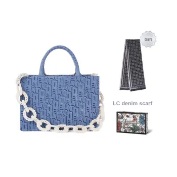 Laurence & Chico Cotton One Shoulder Handbag Medium Size Women's Blue