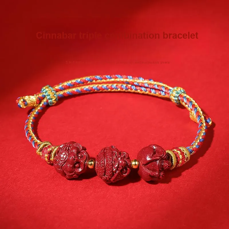 With The Heart Of The Jade Reconstructed Cinnabar Bracelets Unisex-1
