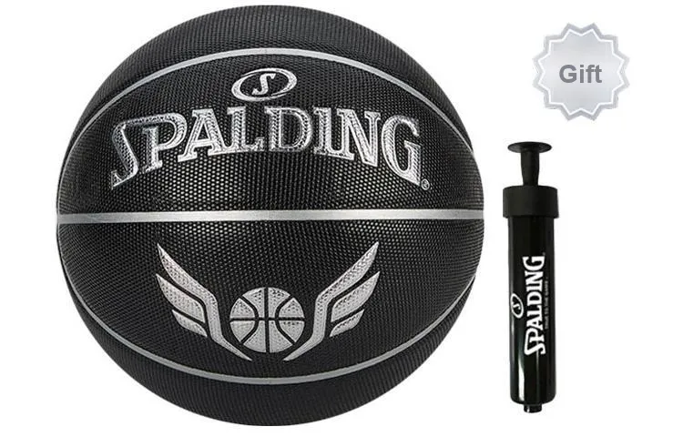 SPALDING PU Basketball Black Silver Size 7 Ball Training Unisex-4