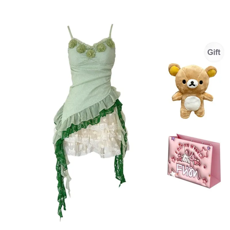 FLIM Slip Dresses Women's Green Bear Box-0
