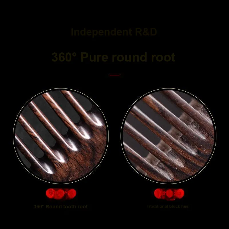 XIXIZI Natural Ebony Wood Whole Wooden Comb Premium Gift Box Set Carved From A Single Piece Of Wooden.-3