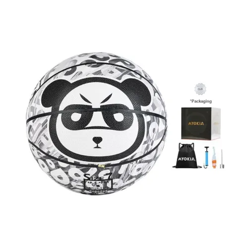 MYOKIA PU Basketball Black White Size 7 Training Match Unisex