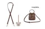 (Compatibility 24 Snowflake) Brown 1.1cm Width Litchi Grain Gold-Tone Lock 90-120cm+Beige Bear
