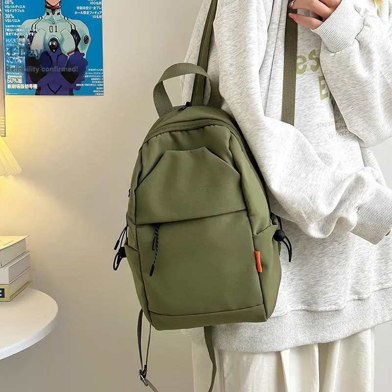 GEERDUN Nylon Backpack Unisex Ecru/Black/Army Green-10