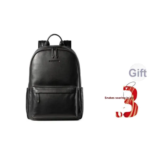 Sharkborough Top Grain Cow Leather Backpack Tubas Men's Black