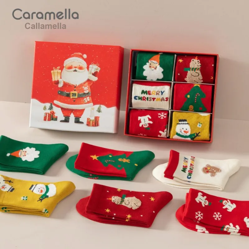Caramella Mid Calf Socks Unisex Gift Box Of 6 Doubles-2