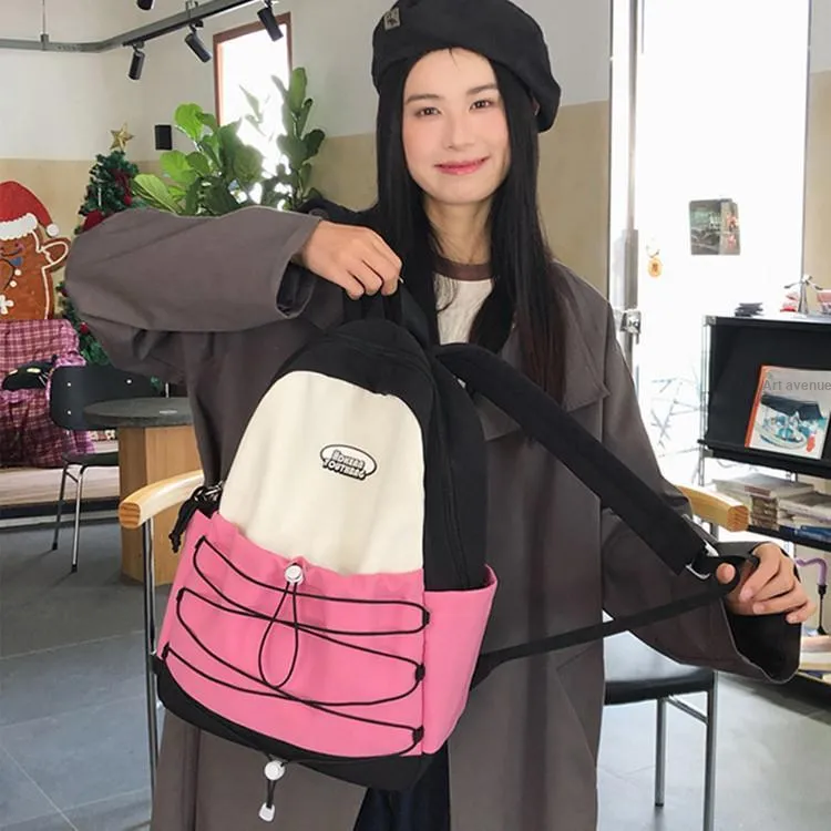NOMK Nylon Portable One Shoulder Backpack Regular Women's Black Pink/Green Pink/Pink Blue/Blue Yellow-7