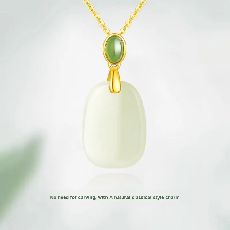 JINLIUFUJIXIANG Hetian Jade Necklaces White Jade/Pale Greenish White Jade Unisex-2