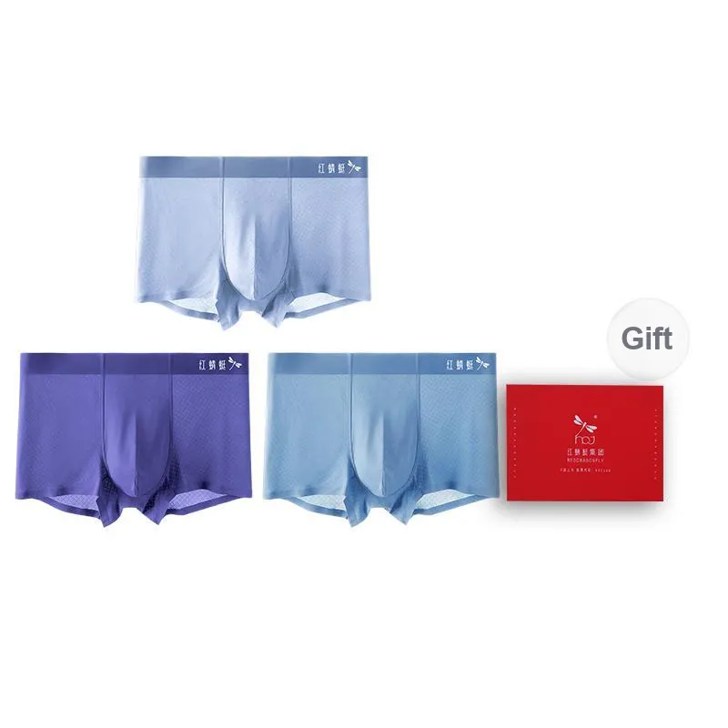RED DRAGONFLY Ice Silk Underpants Seamless Skin Friendly Comfortable Men's Gift Box Combination-16