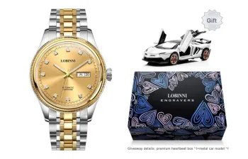 LOBINNI L Business Men's Watch Mechanical Movement Stainless Steel Watchband Watch Men's Watches Gold Dial