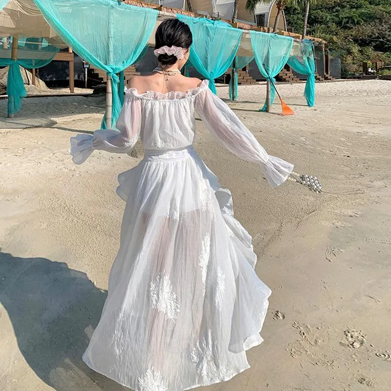 HUINIAN Long Sleeved Dresses Women's White-2