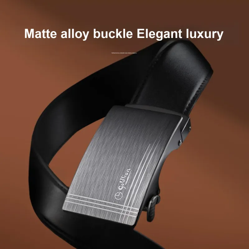 GOLDLION Alloy Leather Belts Men's Black 3.5cm-1
