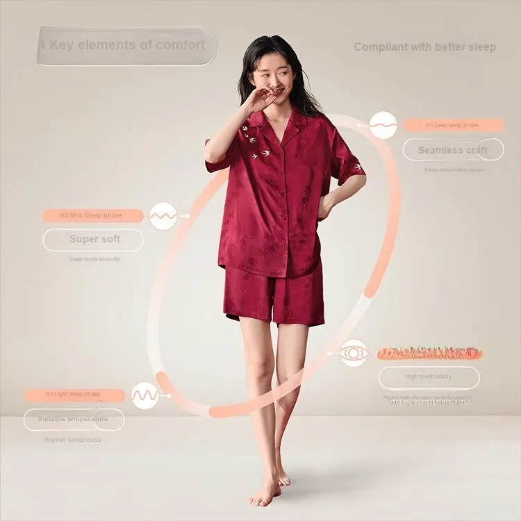 JINGYUN Pajama Set Unisex Burgundy-2