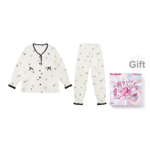 PLAN IN Cute Bowknot Women's Pajama Sets PLAN IN Милый Бант Женские Пижамные Комплекты