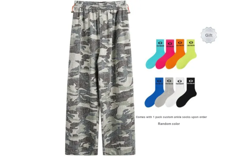 GOLFCROSS Casual Pants Unisex Green Camouflage-1