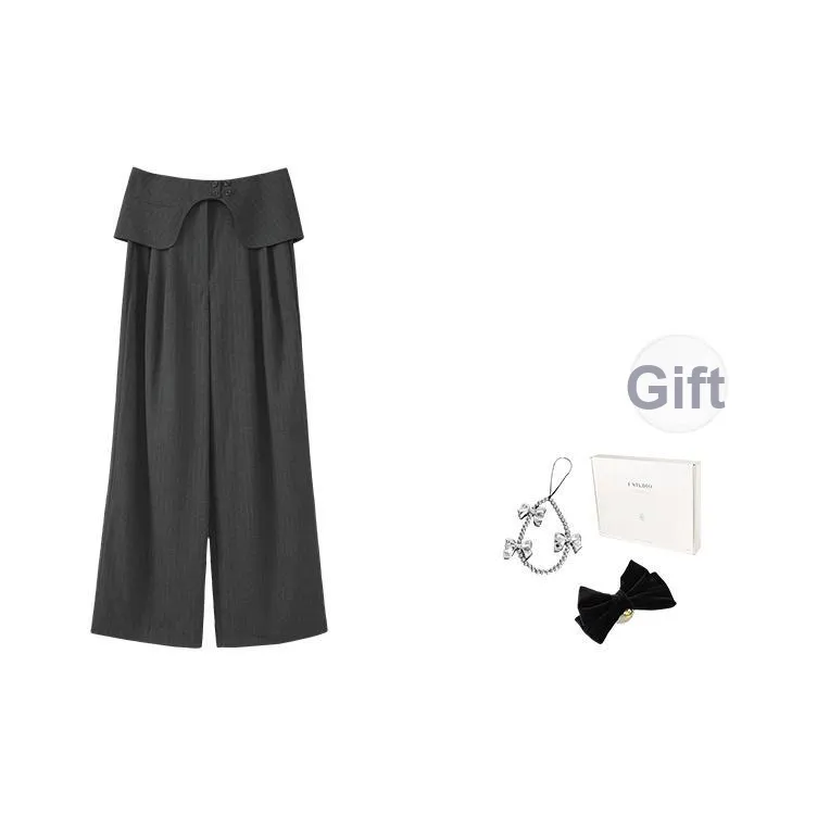 Fstudio Предосенний Корейский стиль Дизайн Straight Нога HIGH RISE Универсальный Повседневные брюки Женские