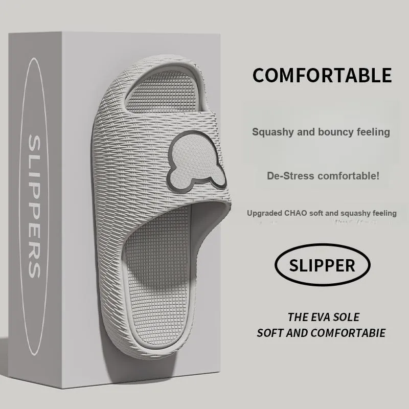Foot Recreation Minimalist Style Cartoon Bear Solid EVA Slippers, Summer Slip Resistant Slippers, Unisex, Home Slippers-4