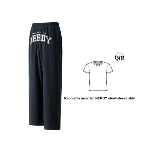 Nerdy Casual Pants Unisex Navy Blue+Short-Sleeved