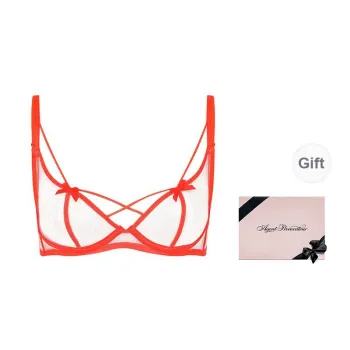 Agent Provocateur Crisscross Strap Sheer Bra Women's Orange Red
