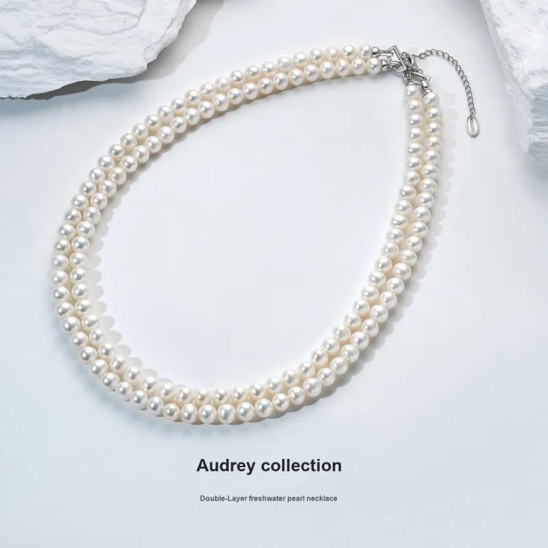 ME LUXE Pearl Double Layer Buckle Necklace, Elegant And Dignified Women's-1