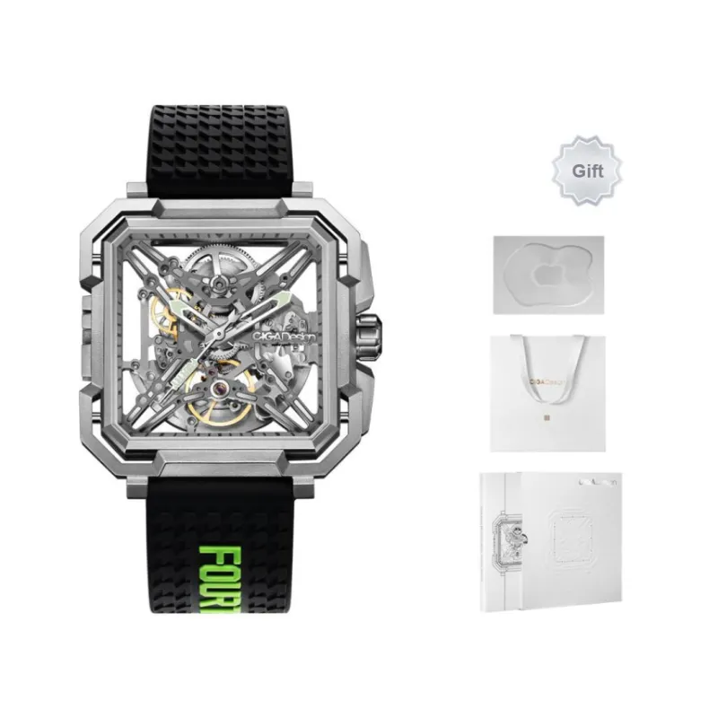 CIGA Design X Collection Matrix Automatic Mechanical Movement Silicone Strap Watch Men's Watches Black Dial-4