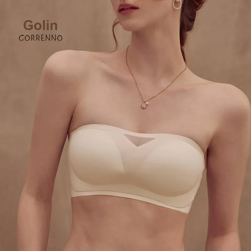 GORRENNO Strapless Bra Women's Milk White-28