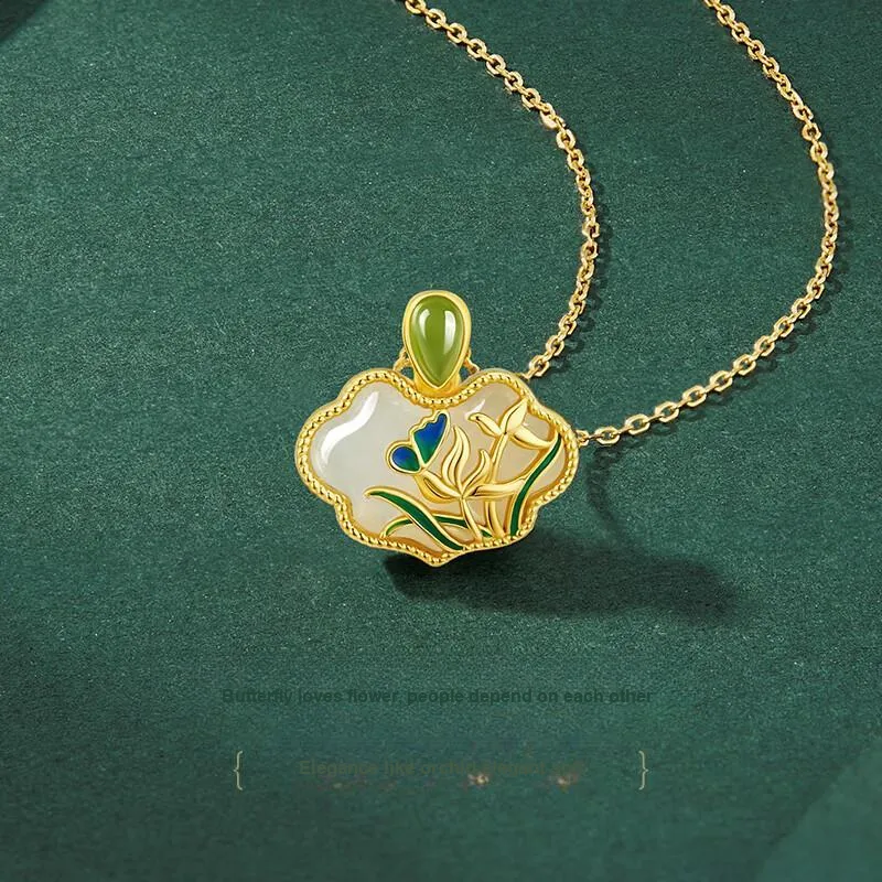 LUXLINE Necklaces White Jade/Pale Greenish White Jade Women's-4