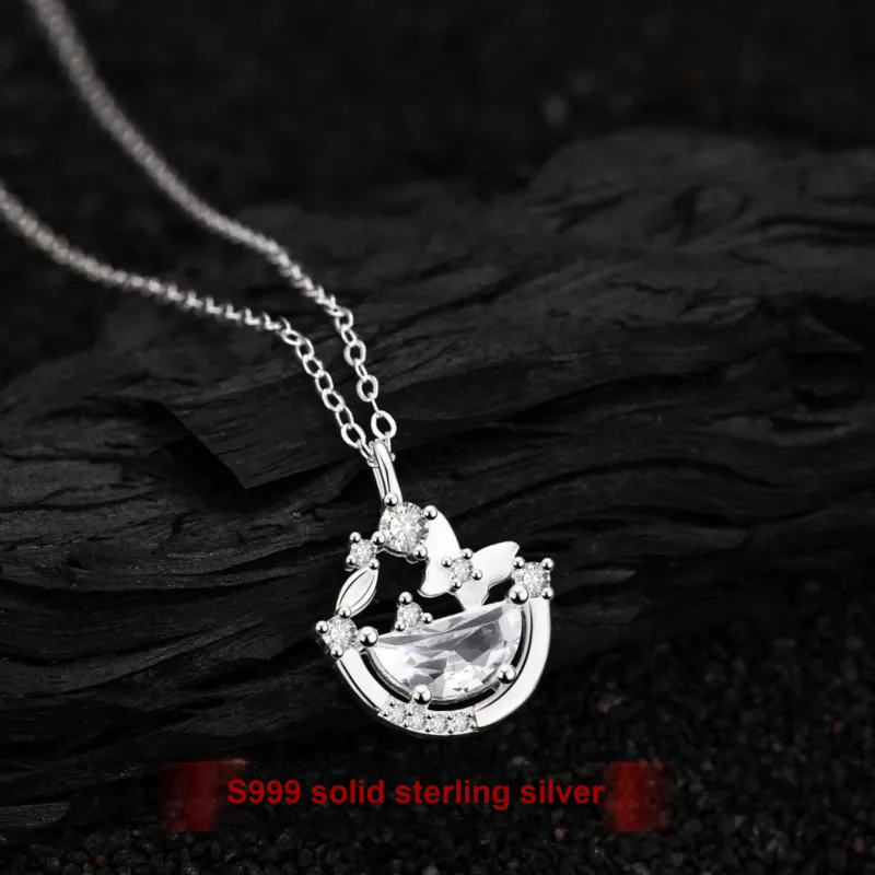 Happy Tide S999 Fine Silver Necklaces Women's-3