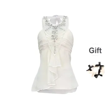 TURN UP Tank Top Women's Apricot+Bowknot Hair Tie Comes With