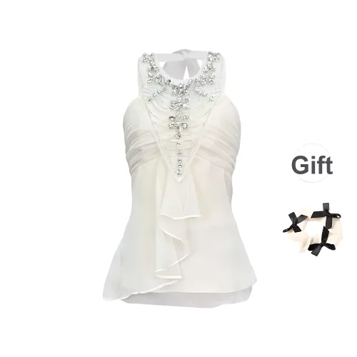 TURN UP Tank Top Women's Apricot+Bowknot Hair Tie Comes With