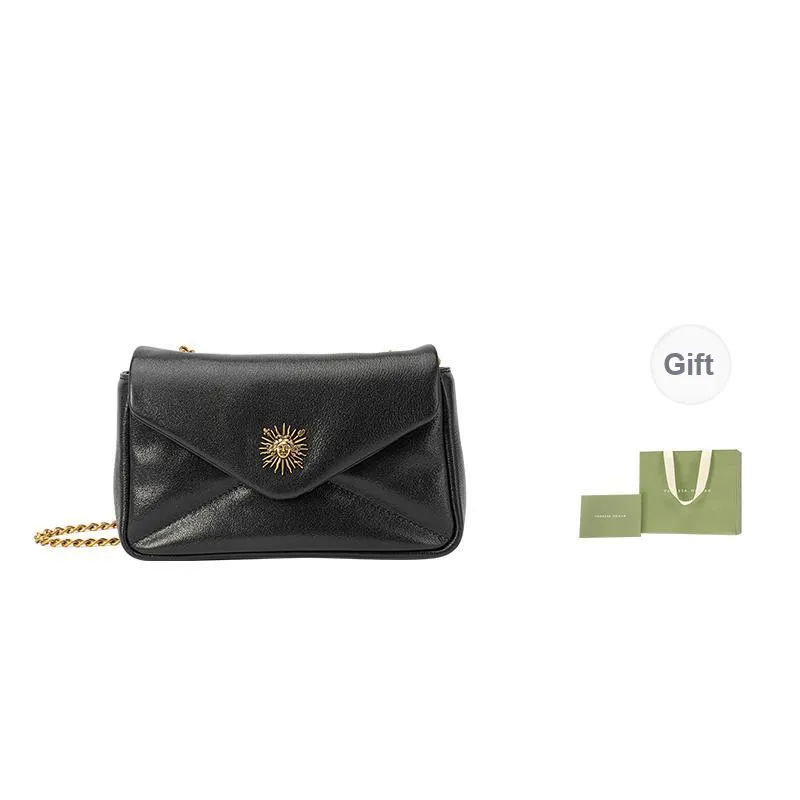 VANESSA HOGAN Cow Leather Niche Design Shoulder Bag Small Square Bag Women's Ecru/Black-6