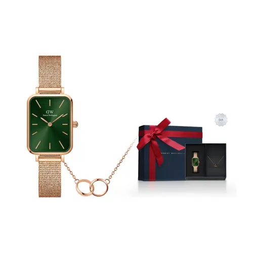 Daniel Wellington Наручные часы Кварцевый механизм Нержавеющая сталь Ремень Зеленый циферблат Женские часы Ожерелье Одежда Наборы
