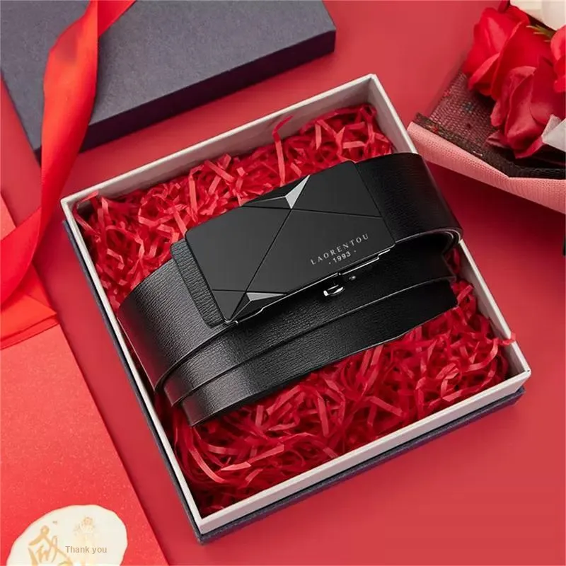 Old Man's Head Automatic Buckle Belt High End Luxury Pants Cow Leather Leather Belts Men's 3.5cm-2