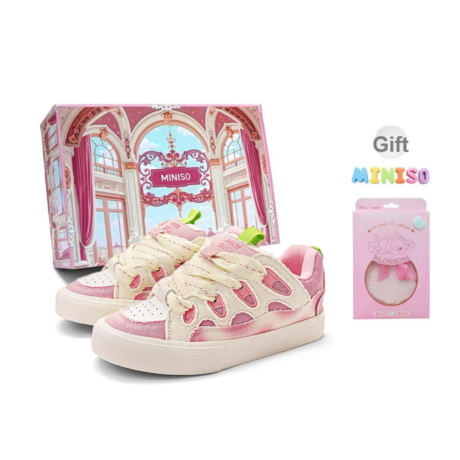 MINISO Low top Skateboard Shoes Women's Peach Pink