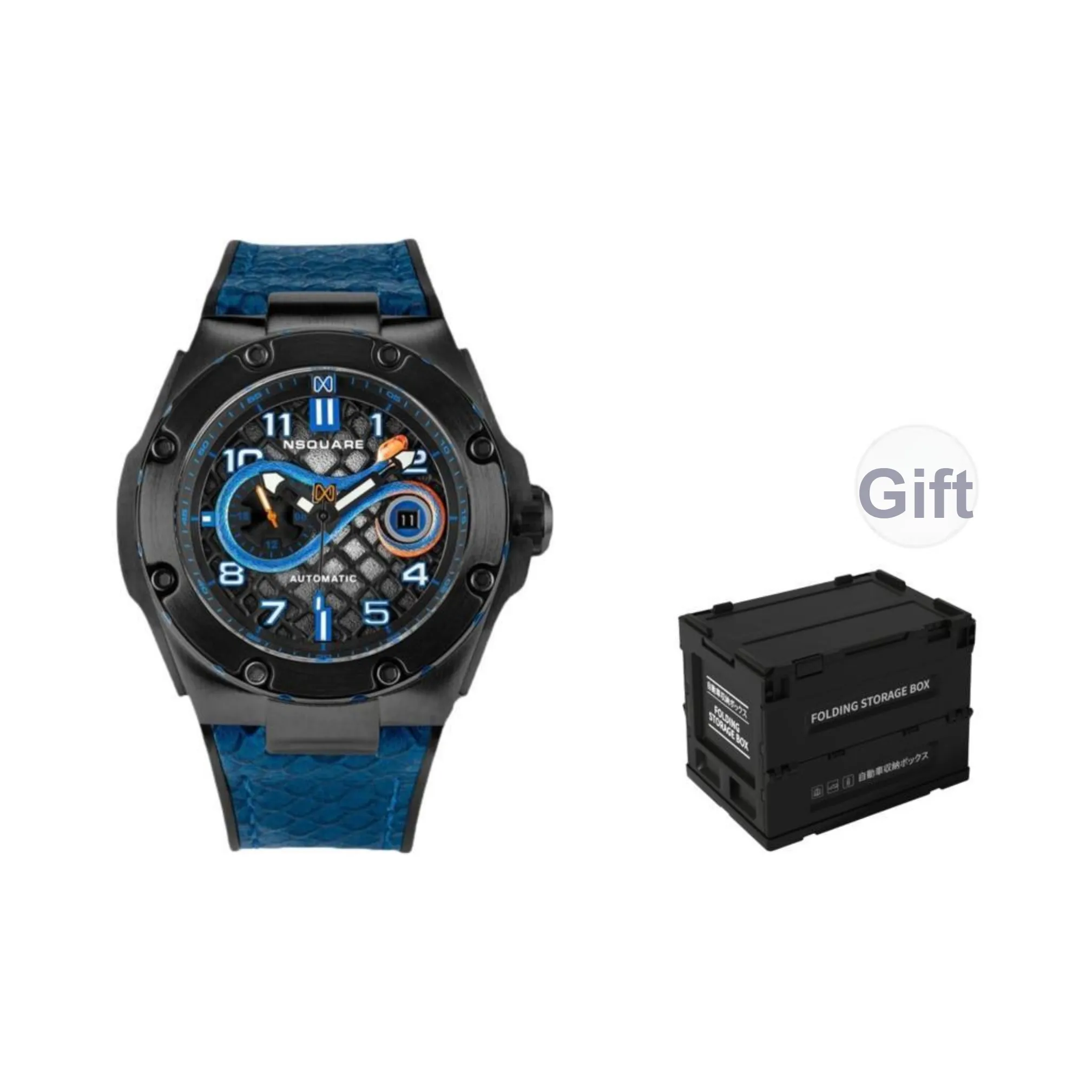 NSQUARE Snake King Pro Automatic Mechanical Movement Watch Men's Watches Black Dial