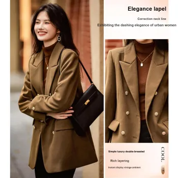 Like The Age Of Water Winter Velvet feel Coat Slim Fit Women's Coffee