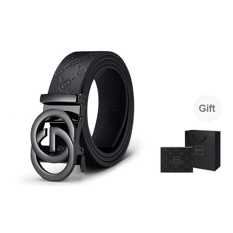 GOLF Top Grain Cow Leather Automatic Buckle Genuine Leather Belt Men's Multicolor 3.5cm-5